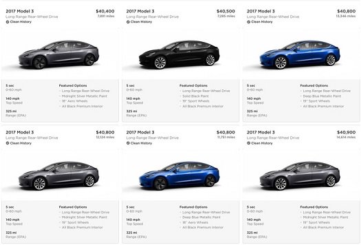 Tesla начала торговать в интернете подержанными Model 3
